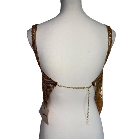superdown Karla Cut Out Top XX-Small New Womens Cropped Chainmail Tank - Picture 5 of 9